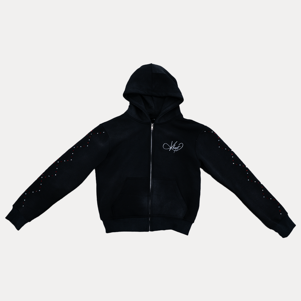 Black Staple Studded Hoodie