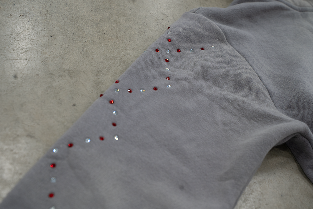 Grey Staple Studded Hoodie
