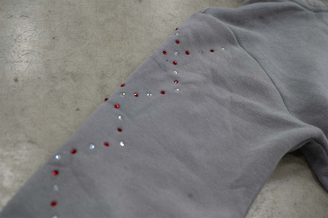 Grey Staple Studded Hoodie