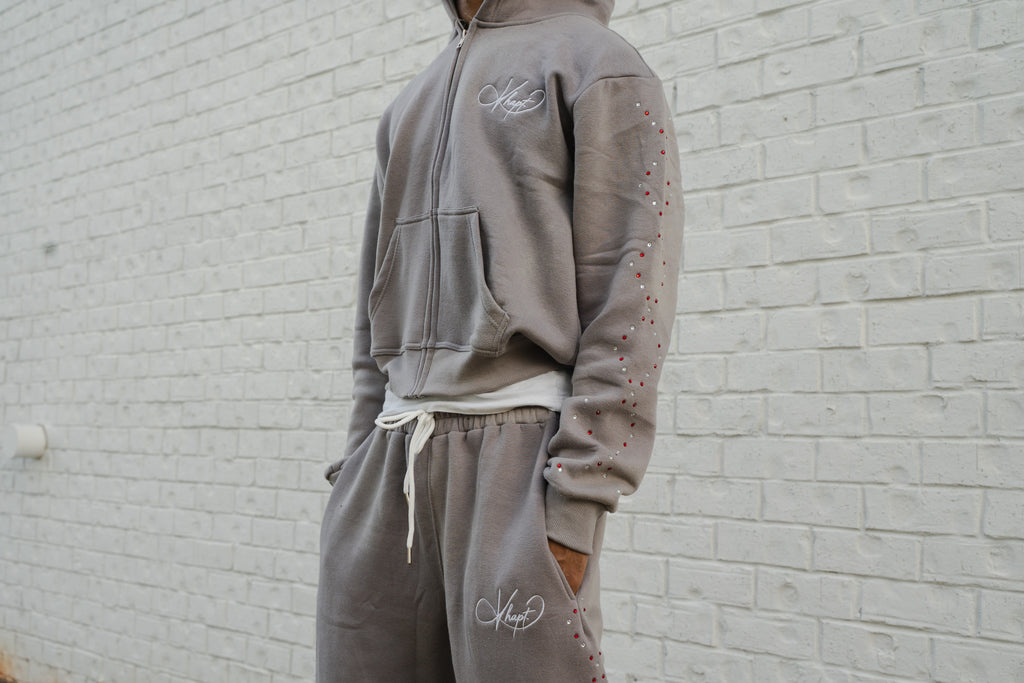 Grey Staple Studded Hoodie