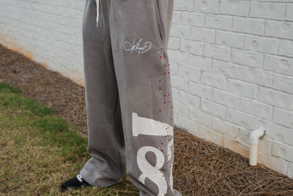 Grey Staple Studded Sweatpant