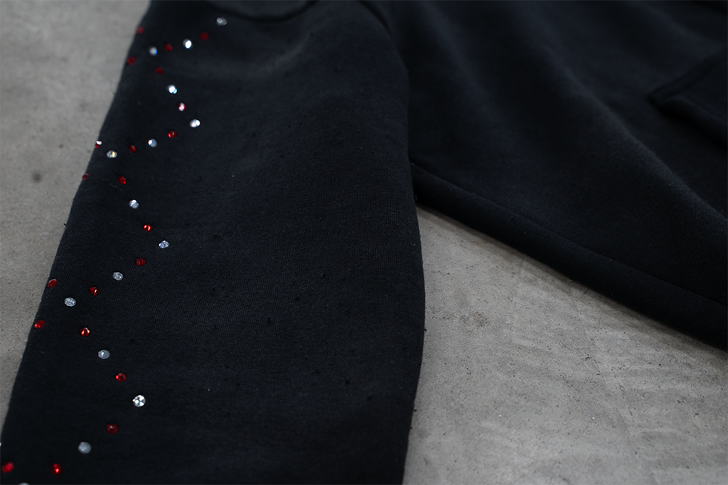Black Staple Studded Hoodie