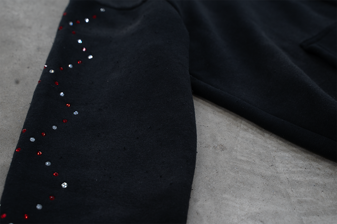 Black Staple Studded Hoodie