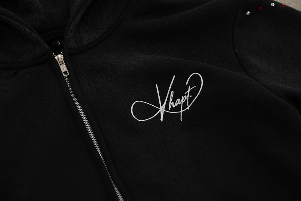 Black Staple Studded Hoodie