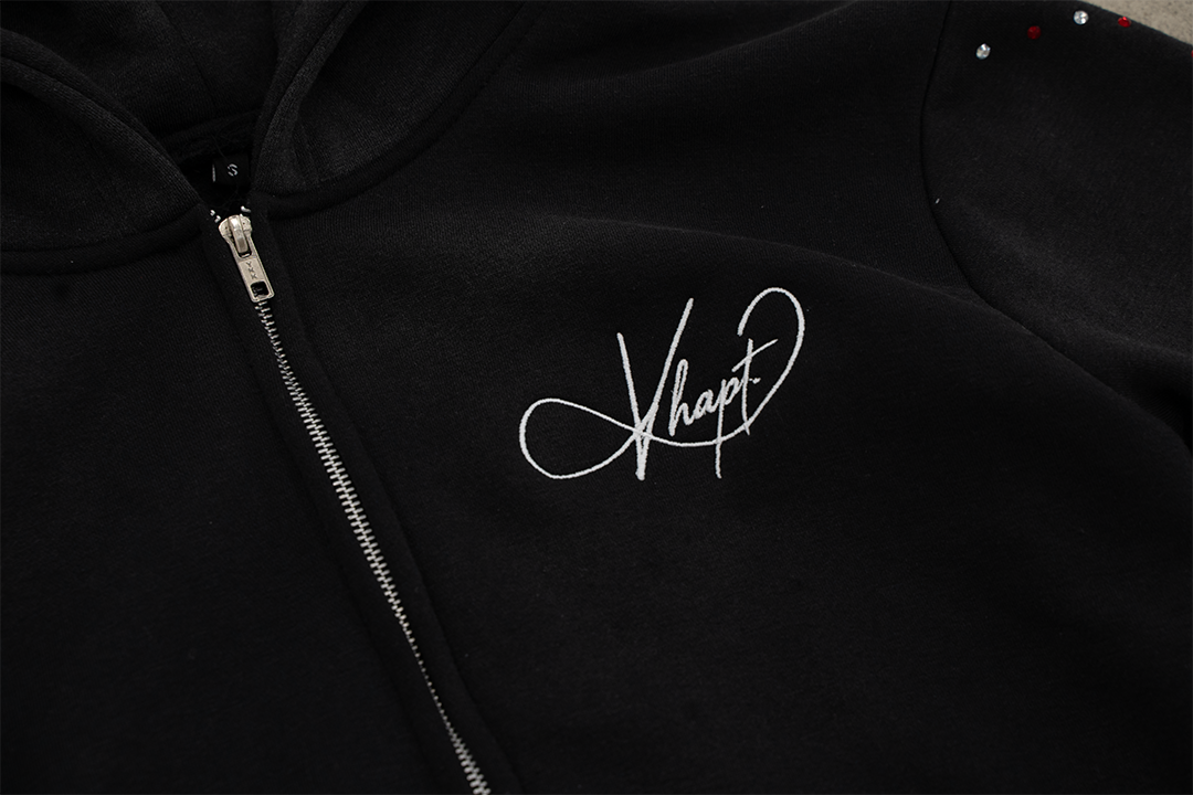 Black Staple Studded Hoodie