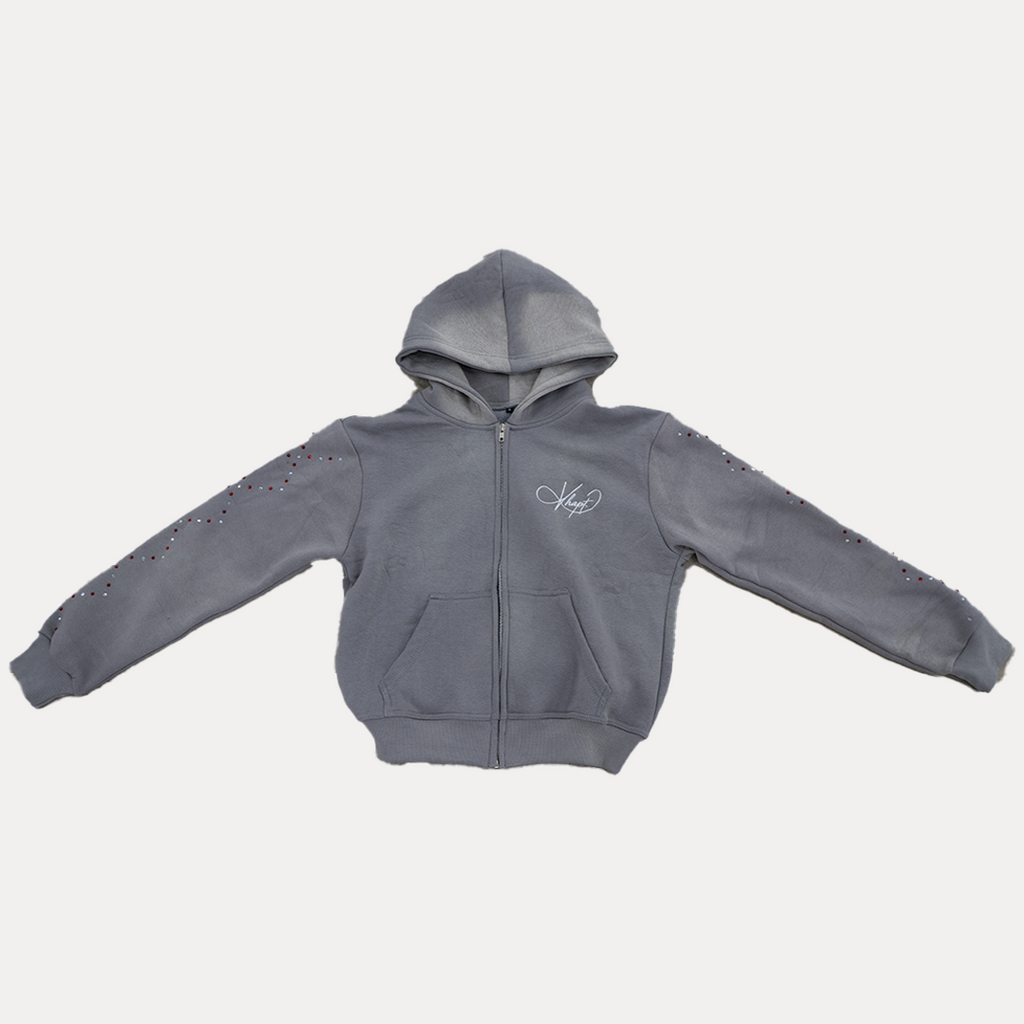 Grey Staple Studded Hoodie