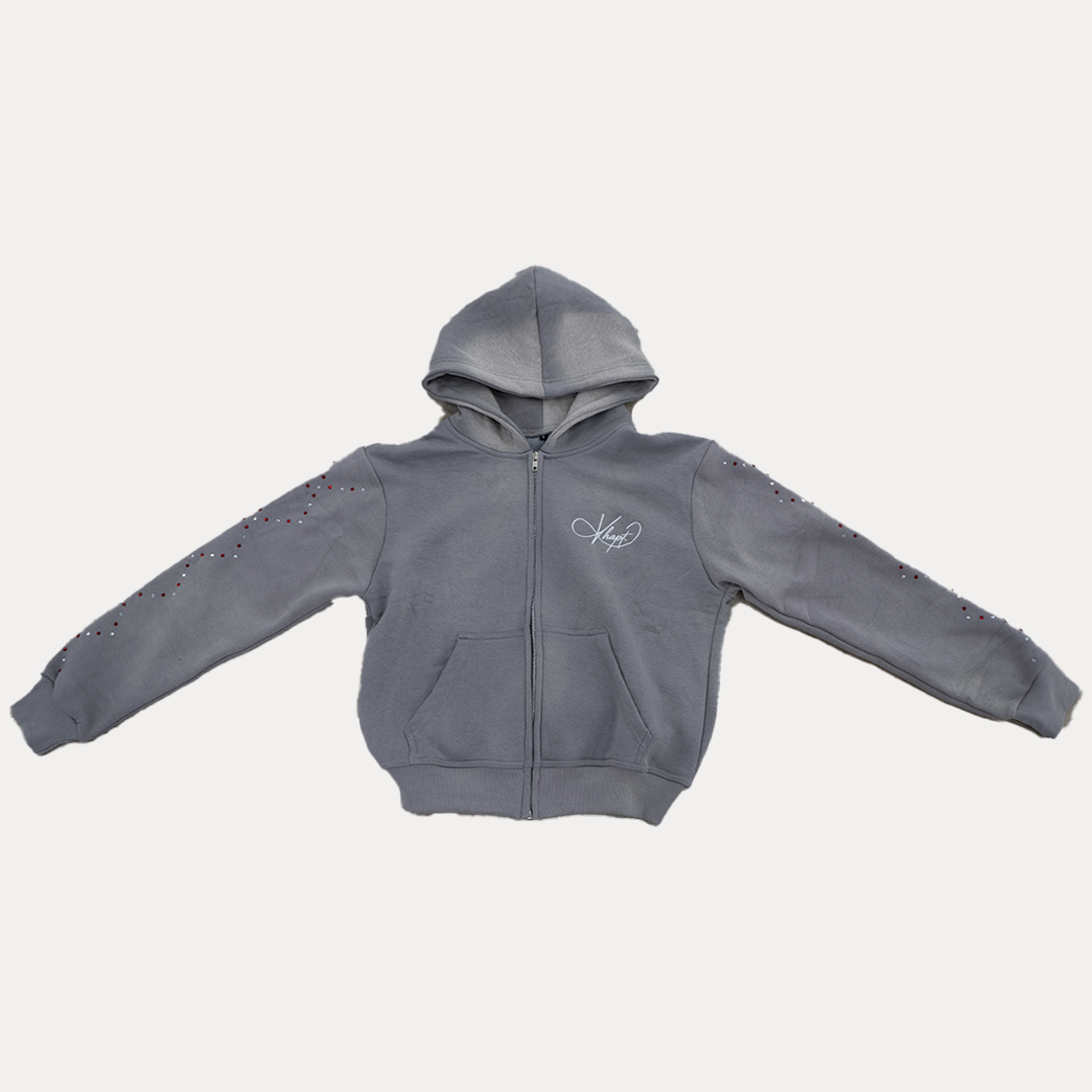 Grey Staple Studded Hoodie